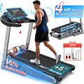 YZRUN 4.0HP Folding Treadmill with 15% Auto Incline, 400LBS Heavy Duty Capacity, Extra Wide Running Deck, Space Saving Foldable Home Treadmill with Bluetooth Speaker