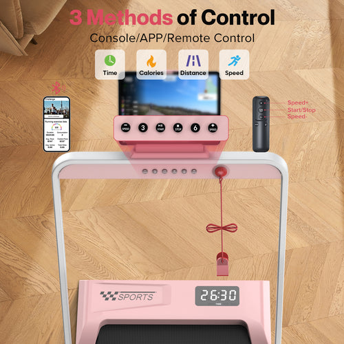 YZRUN Treadmill with Foldable Handle Bar, Under Desk Walking Pad with 10% Incline, 3.0 HP Quiet Treadmills for Home, 320 LBS Capacity