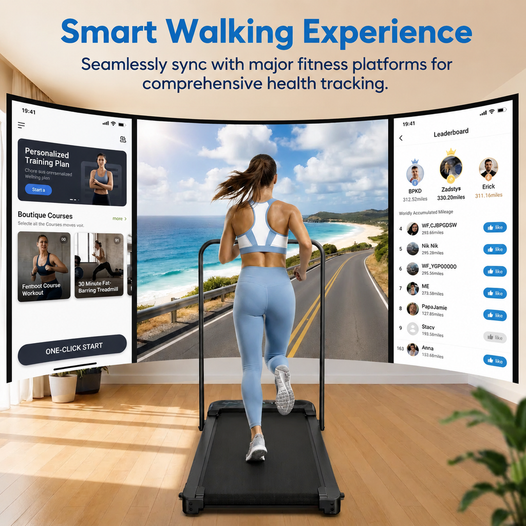 YZRUN Treadmill with Handle Bar, Under Desk Walking Pad with 10% Incline, Foldable Treadmills for Home, 350 LBS Capacity