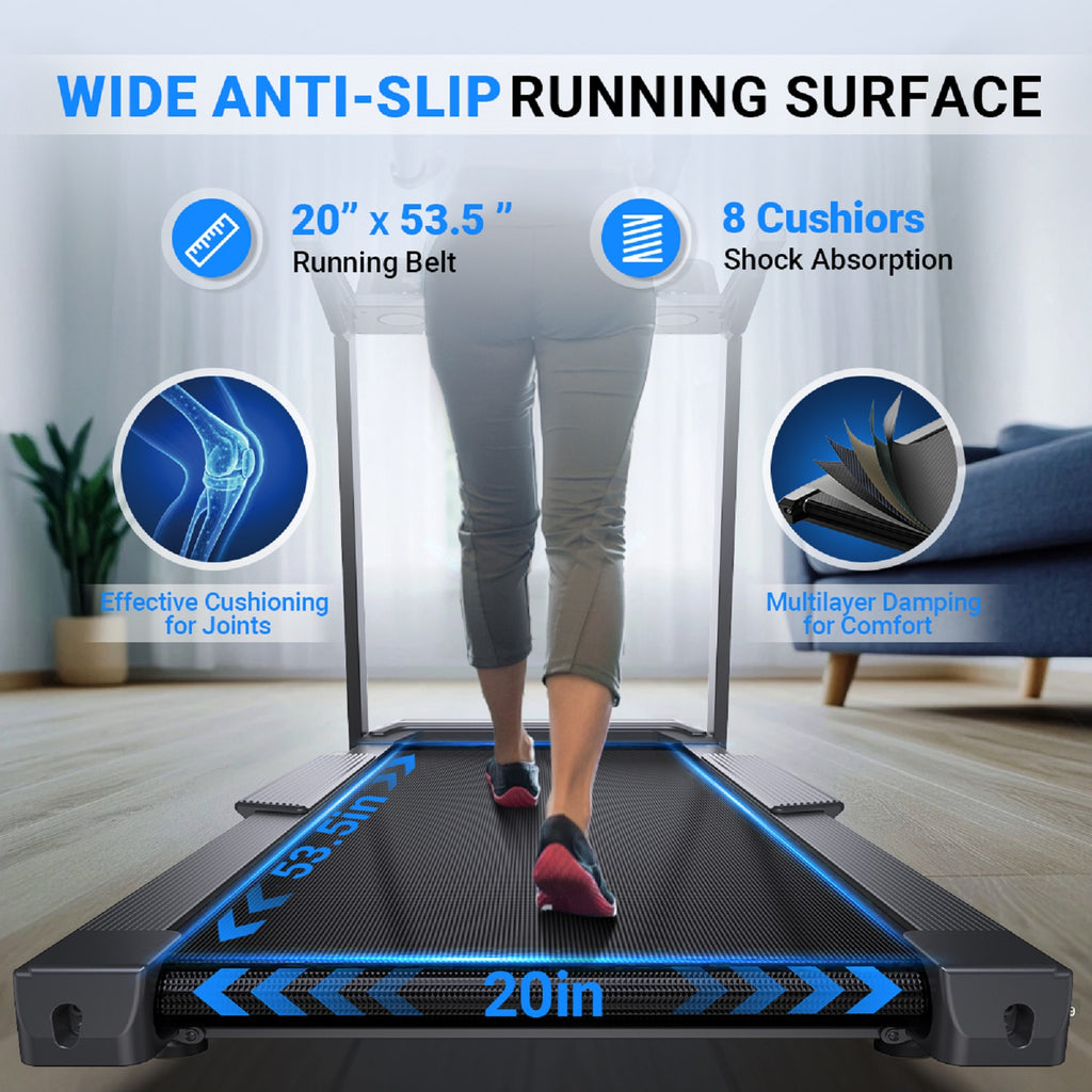 YZRUN 5.0HP Heavy Duty Treadmill, 15% Auto Incline, 10 MPH Speed, 20”×55” Extra Long Running Deck, 500 lbs Capacity, Quiet Home Treadmill with Bluetooth Speaker & Heart Rate Monitor