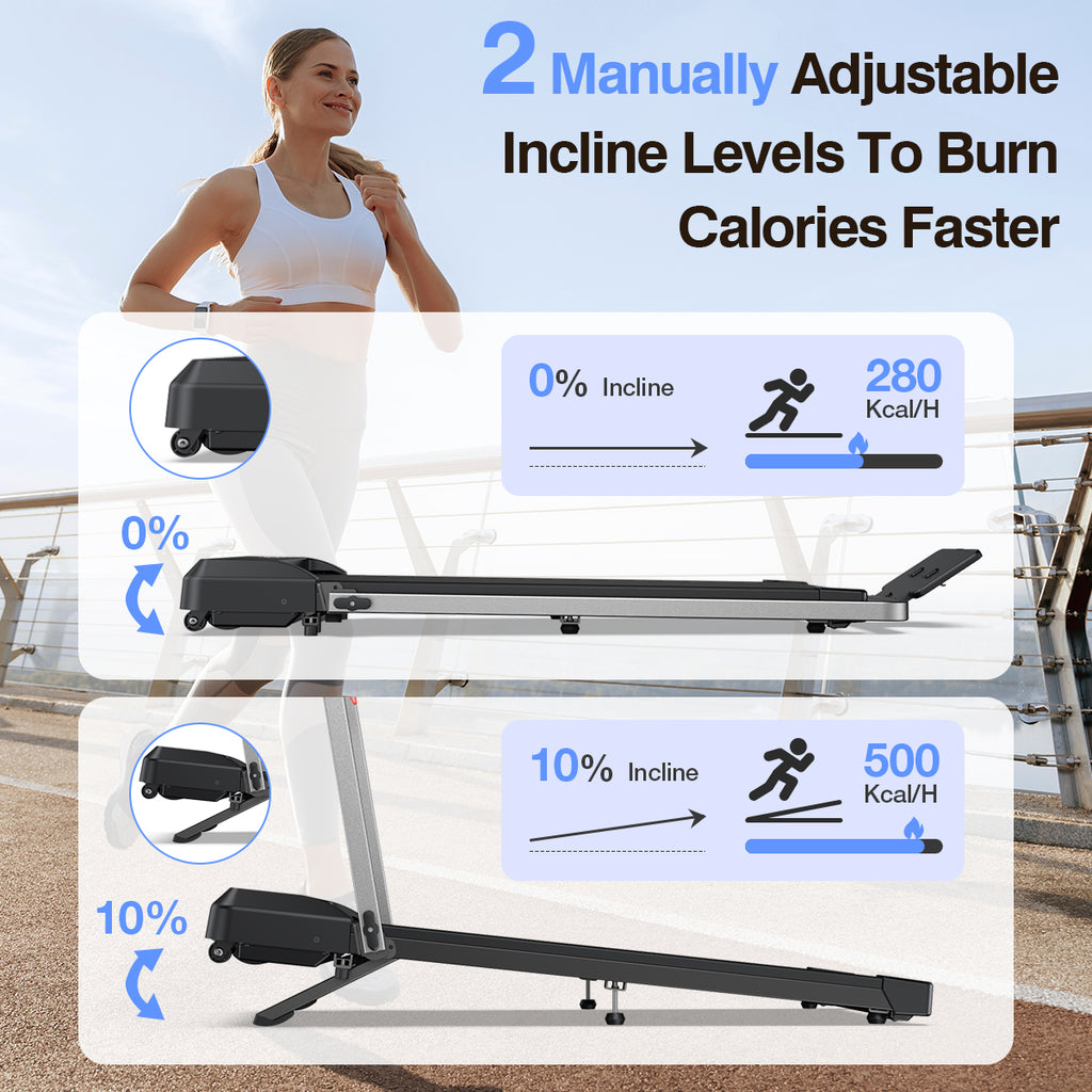 YZRUN 10% Incline Walking Pad Treadmill with Handle Bar,3.0 HP Under Desk Walking Pad Foldable Treadmill for Home Small, 320 LBS Capacity