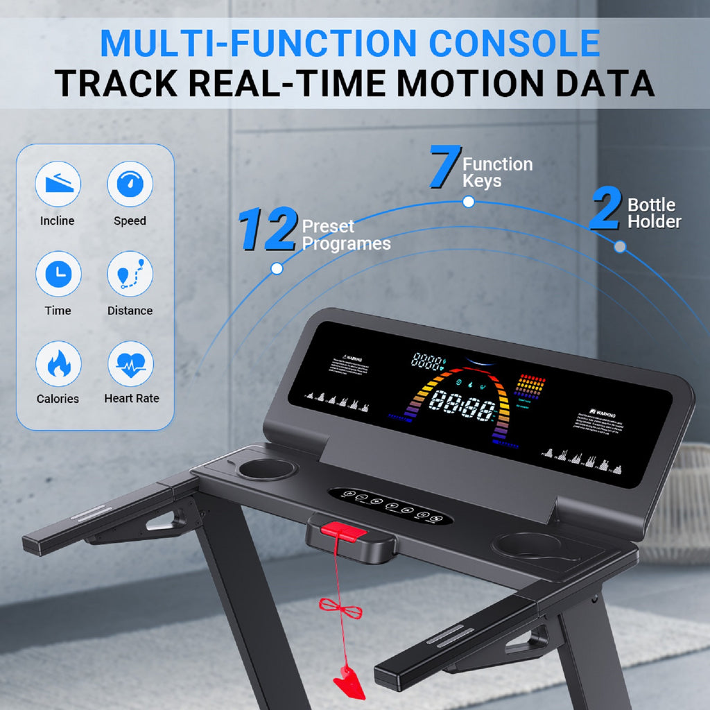 YZRUN 5.0HP Heavy Duty Treadmill, 15% Auto Incline, 10 MPH Speed, 20”×55” Extra Long Running Deck, 500 lbs Capacity, Quiet Home Treadmill with Bluetooth Speaker & Heart Rate Monitor