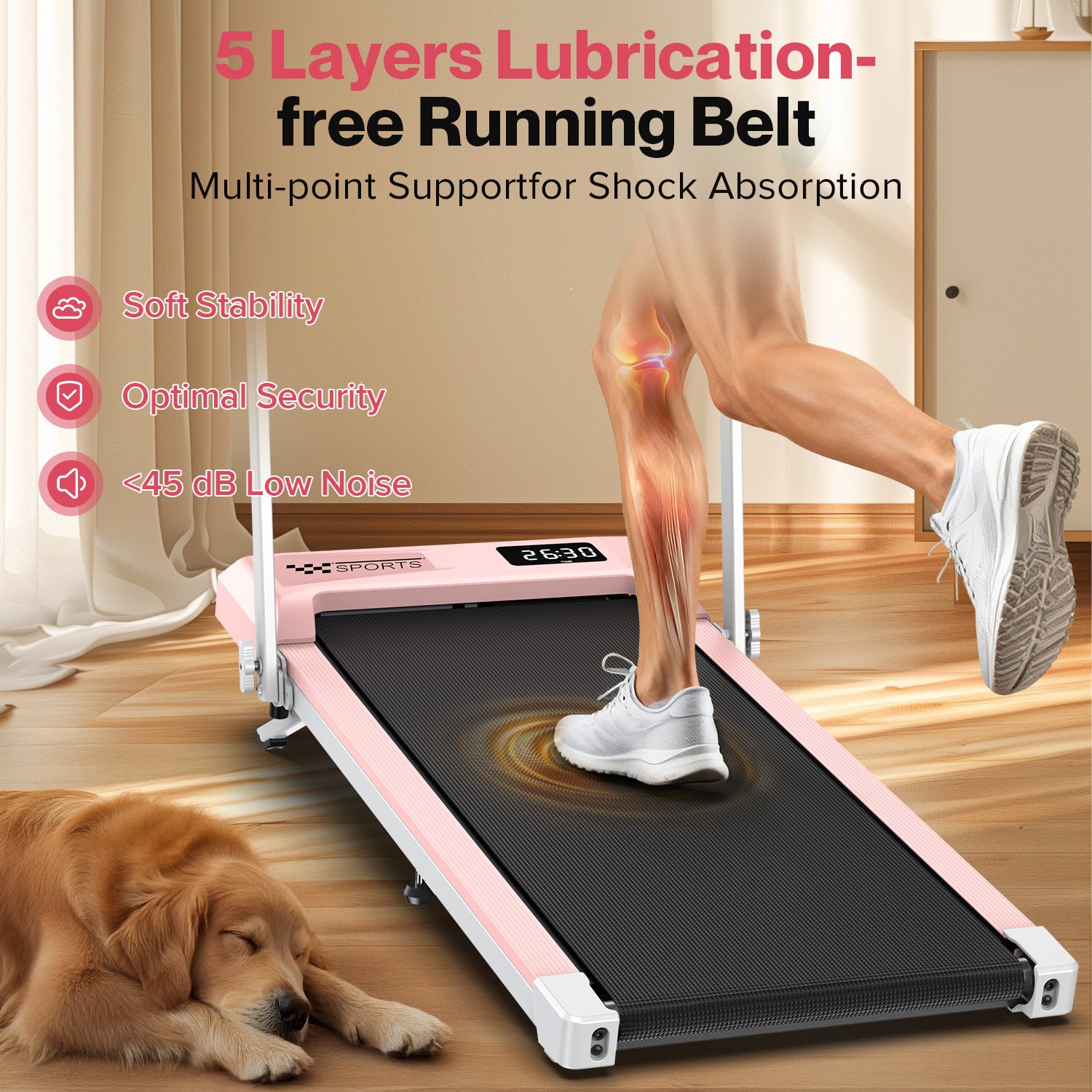 YZRUN Treadmill with Foldable Handle Bar, Under Desk Walking Pad with 10% Incline, 3.0 HP Quiet Treadmills for Home, 320 LBS Capacity