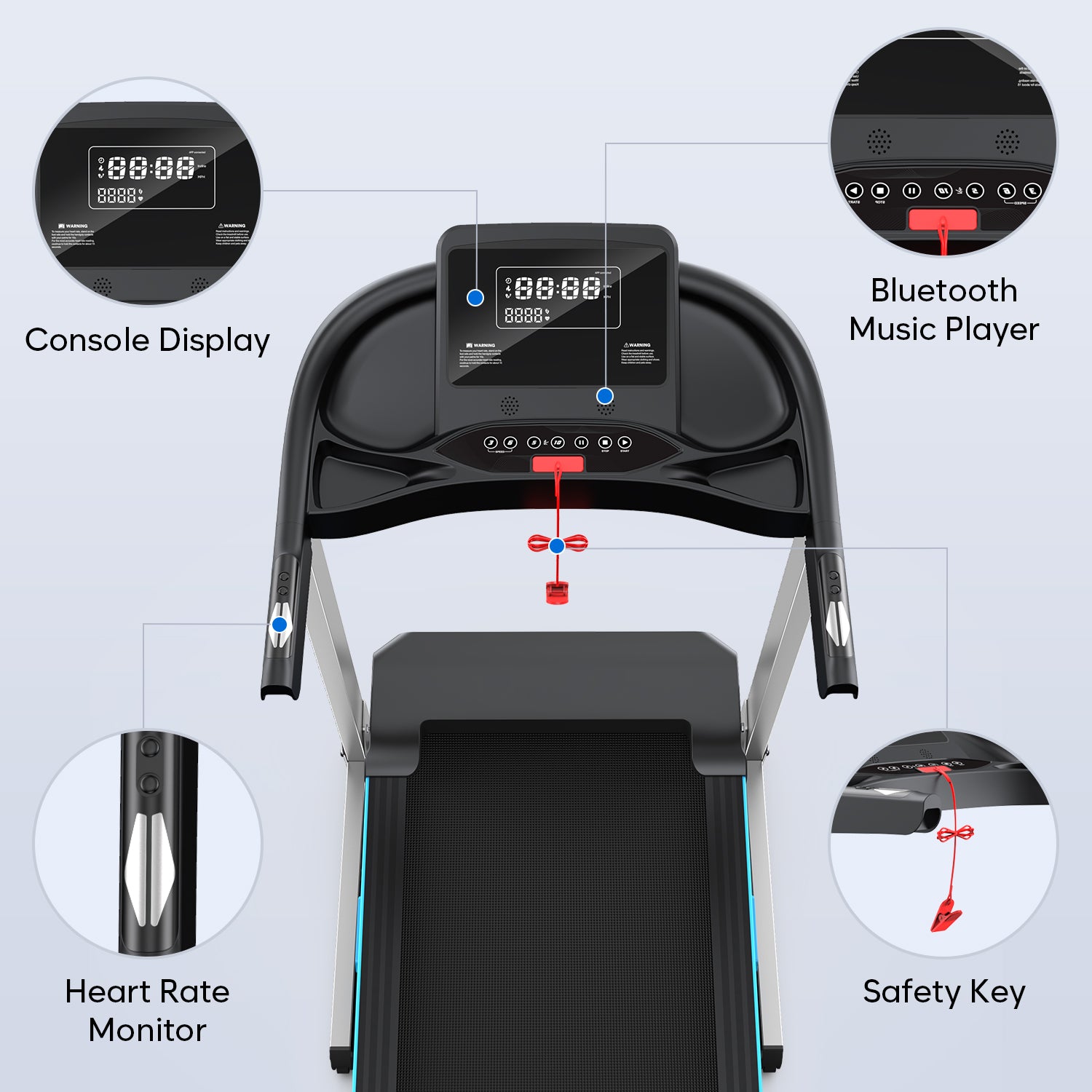 YZRUN Treadmill with Auto Incline and Handles, Portable Foldable Heavy Duty Treadmill for Home, 4.0 HP, 350 lbs Capacity, 8.7 MPH