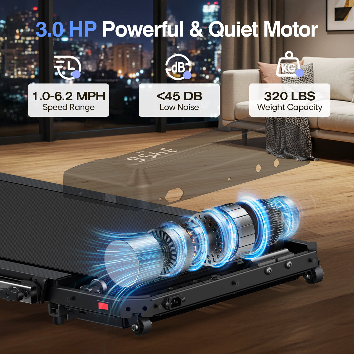 YZRUN 10% Incline Walking Pad Treadmill with Handle Bar,3.0 HP Under Desk Walking Pad Foldable Treadmill for Home Small, 320 LBS Capacity