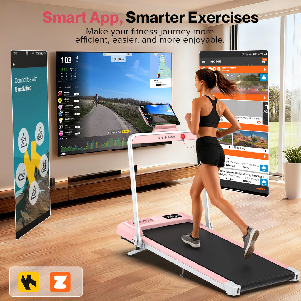 YZRUN Treadmill with Foldable Handle Bar, Under Desk Walking Pad with 10% Incline, 3.0 HP Quiet Treadmills for Home, 320 LBS Capacity