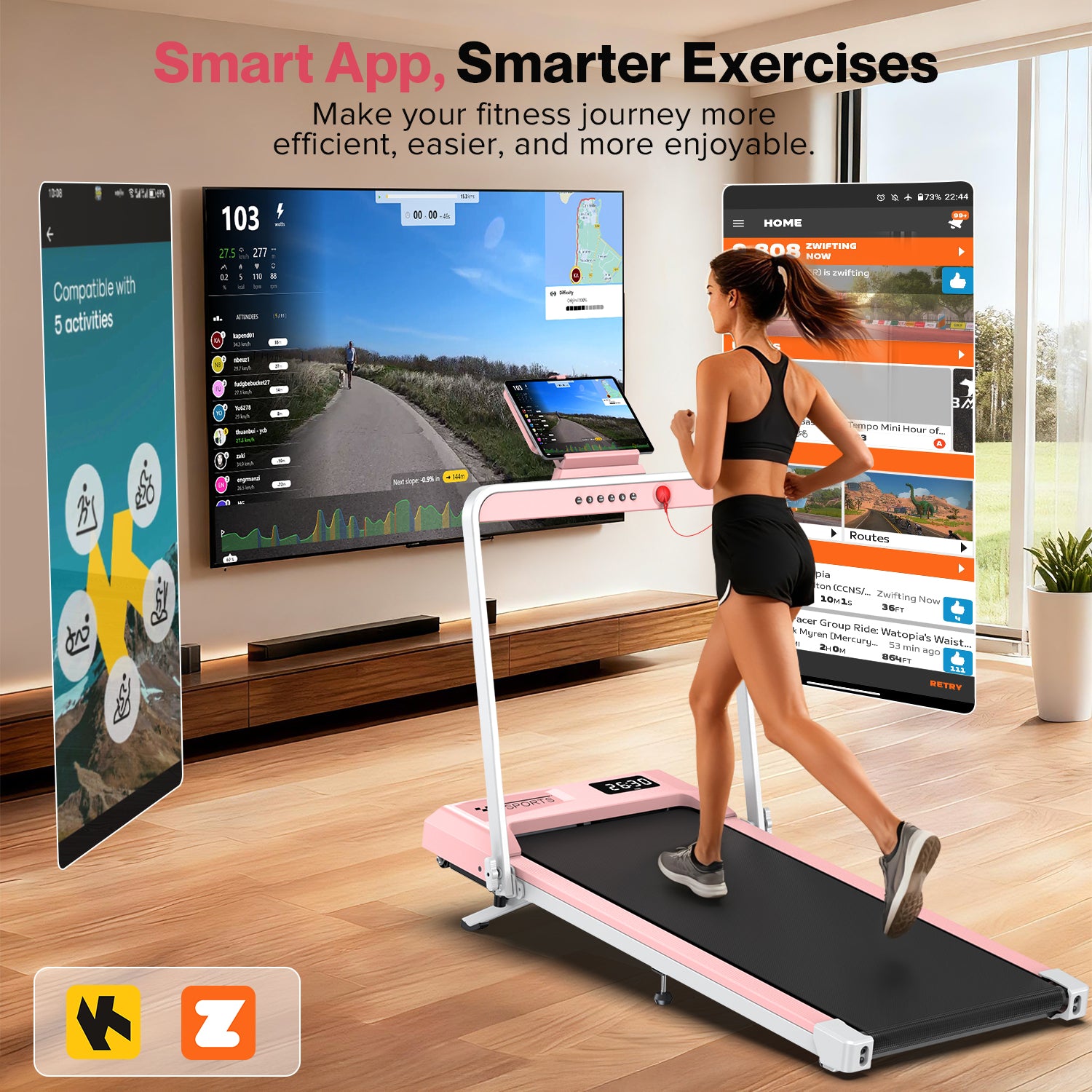 YZRUN Treadmill with Foldable Handle Bar, Under Desk Walking Pad with 10% Incline, 3.0 HP Quiet Treadmills for Home, 320 LBS Capacity