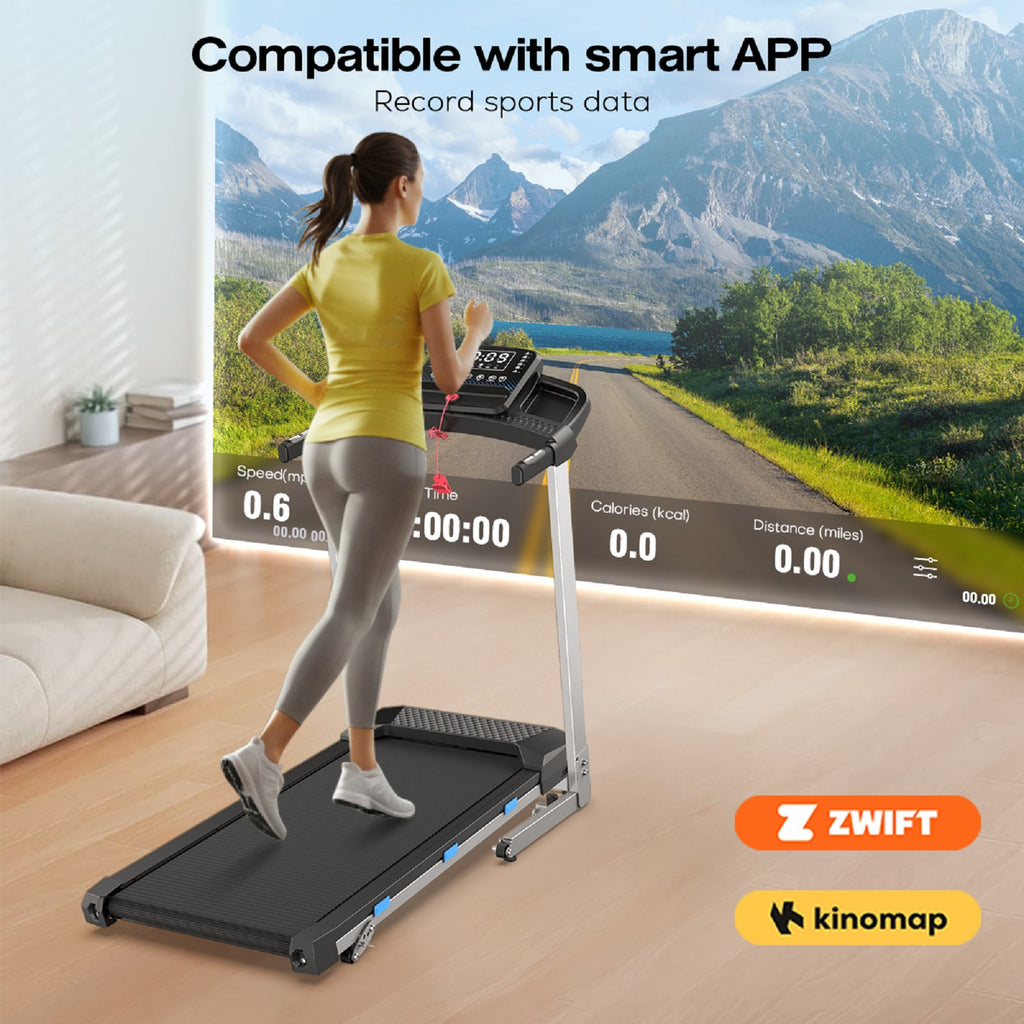 YZRUN Treadmill with Incline and Handle, Foldable Treadmill, Portable Walking Pad for Home, 350 LBS Capacity