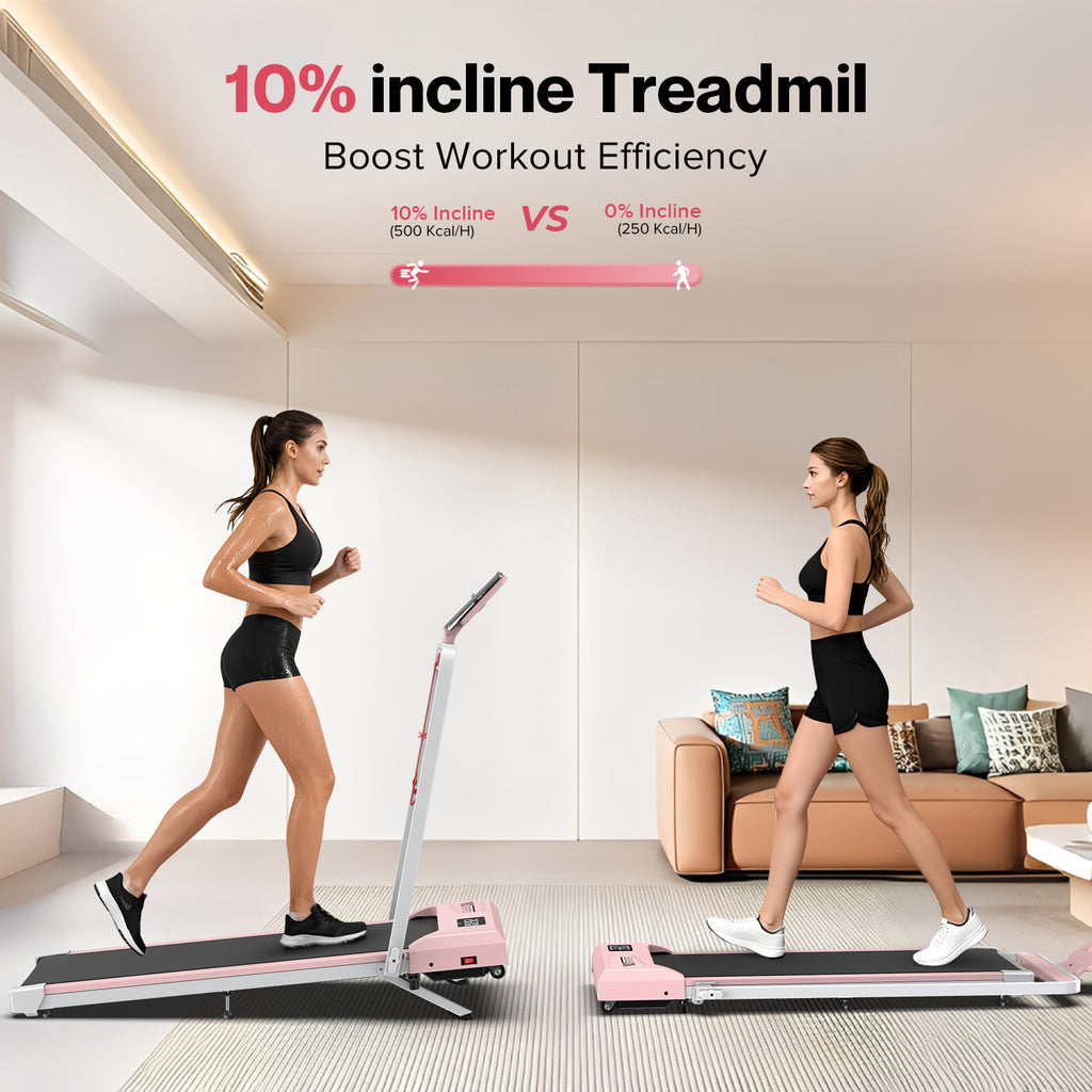 YZRUN Treadmill with Foldable Handle Bar, Under Desk Walking Pad with 10% Incline, 3.0 HP Quiet Treadmills for Home, 320 LBS Capacity