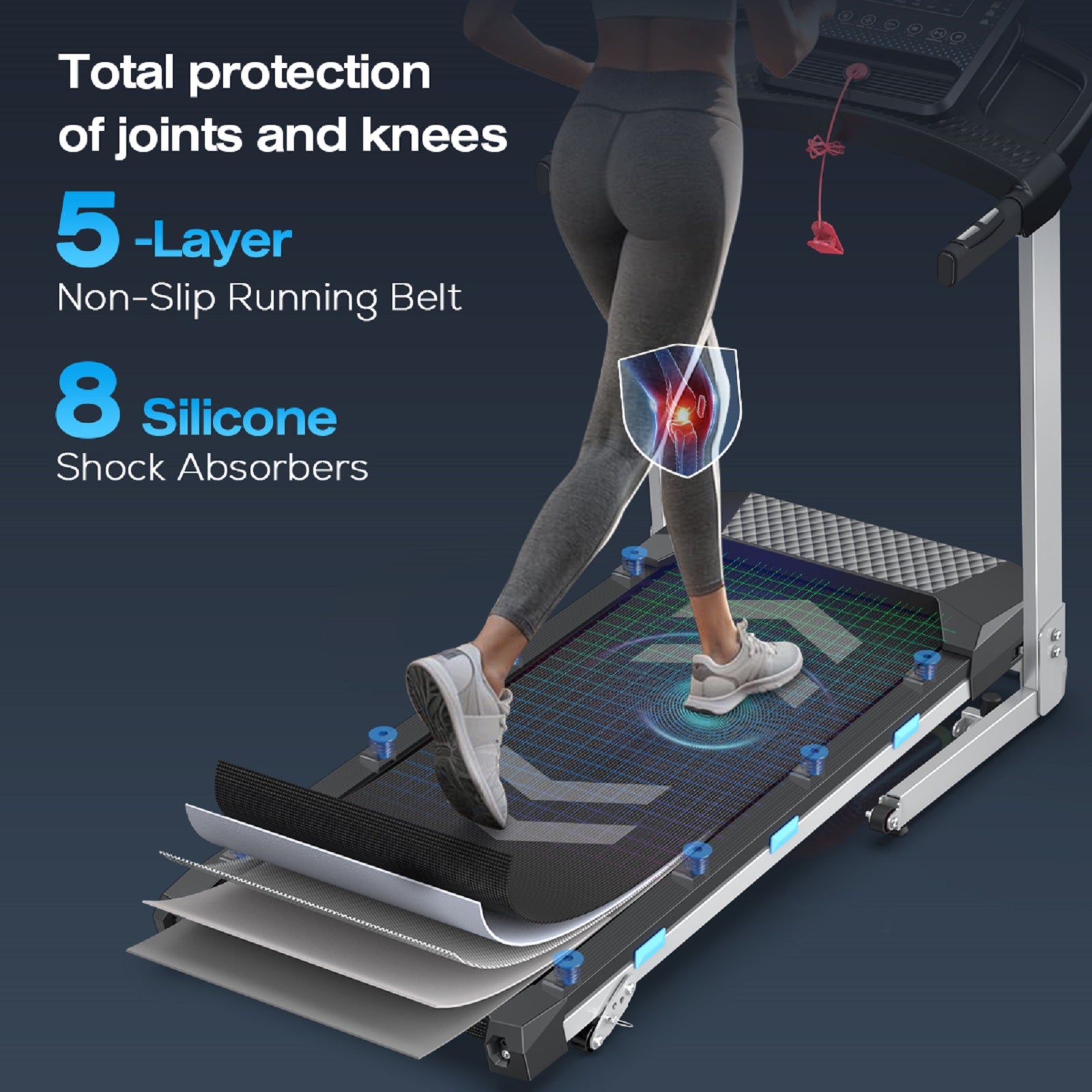 YZRUN Treadmill with Incline and Handle, Foldable Treadmill, Portable Walking Pad for Home, 350 LBS Capacity