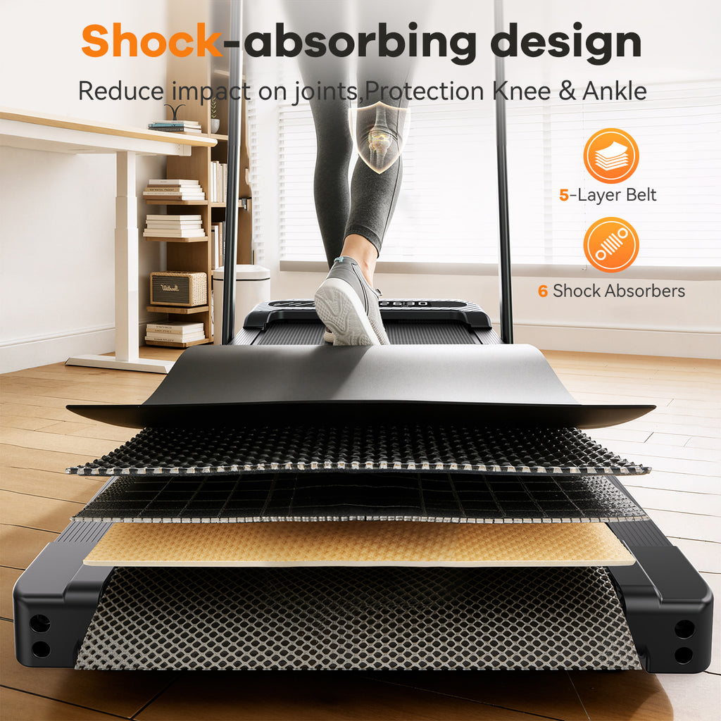 YZRUN Walking Pad with Handle Bar, Under Desk Treadmills for Home, 320 LBS Capacity