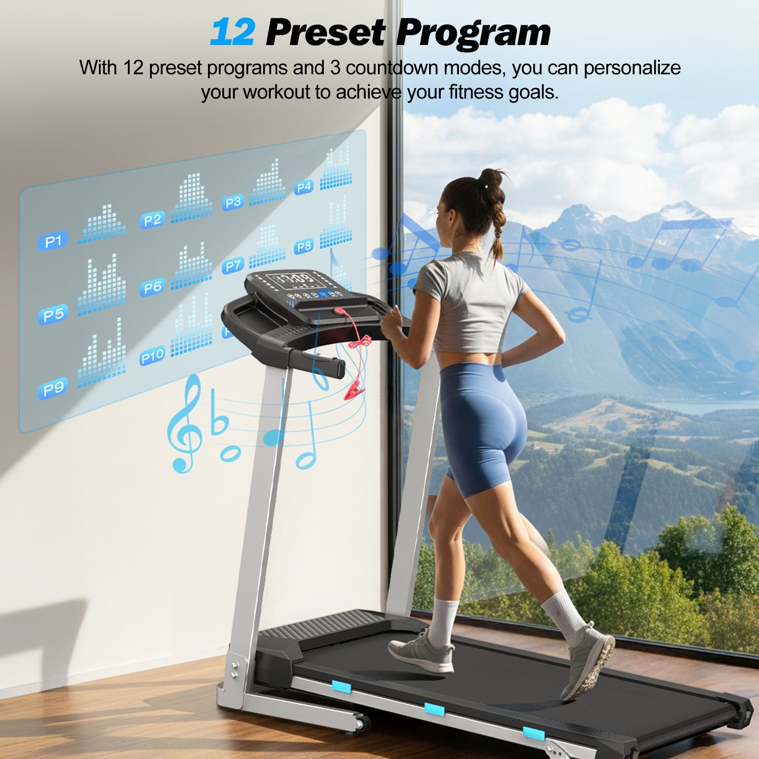 YZRUN Treadmill with Incline and Handle, Foldable Treadmill, Portable Walking Pad for Home, 350 LBS Capacity