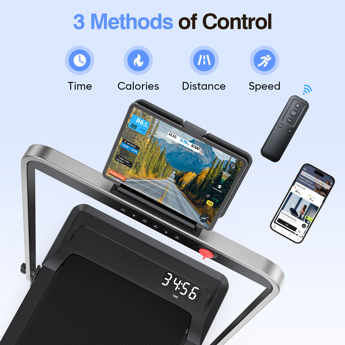 YZRUN 10% Incline Walking Pad Treadmill with Handle Bar,3.0 HP Under Desk Walking Pad Foldable Treadmill for Home Small, 320 LBS Capacity