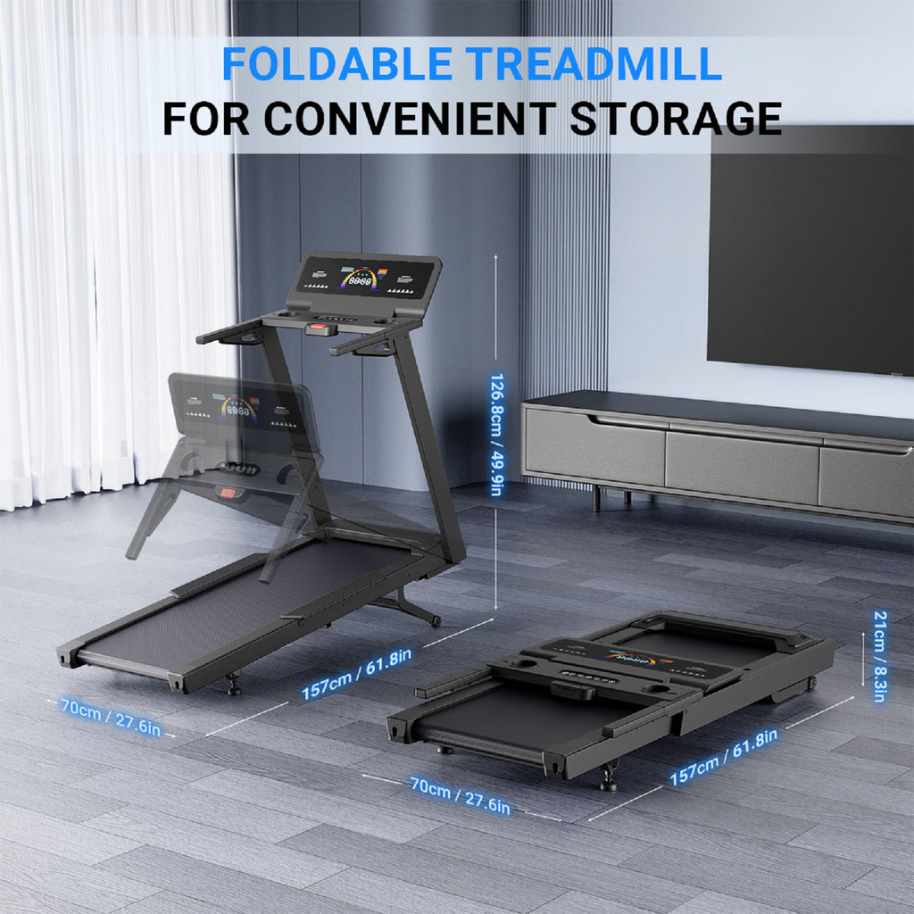 YZRUN 5.0HP Heavy Duty Treadmill, 15% Auto Incline, 10 MPH Speed, 20”×55” Extra Long Running Deck, 500 lbs Capacity, Quiet Home Treadmill with Bluetooth Speaker & Heart Rate Monitor