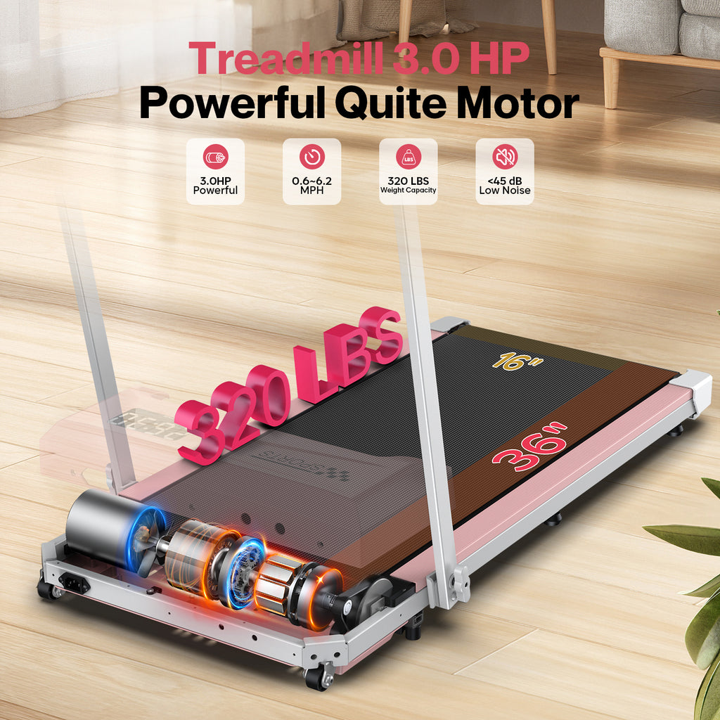 YZRUN Treadmill with Foldable Handle Bar, Under Desk Walking Pad with 10% Incline, 3.0 HP Quiet Treadmills for Home, 320 LBS Capacity