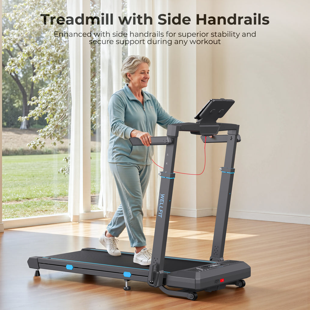 YZRUN Treadmill with Auto Incline, Foldable Treadmills for Home with Adjustable Height, Under Desk Walking Pad, 350 LBS Capacity