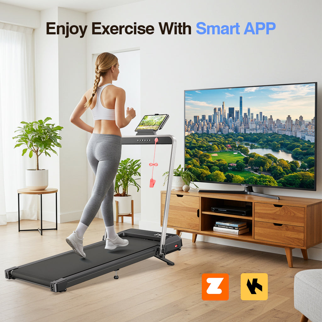 YZRUN 10% Incline Walking Pad Treadmill with Handle Bar,3.0 HP Under Desk Walking Pad Foldable Treadmill for Home Small, 320 LBS Capacity