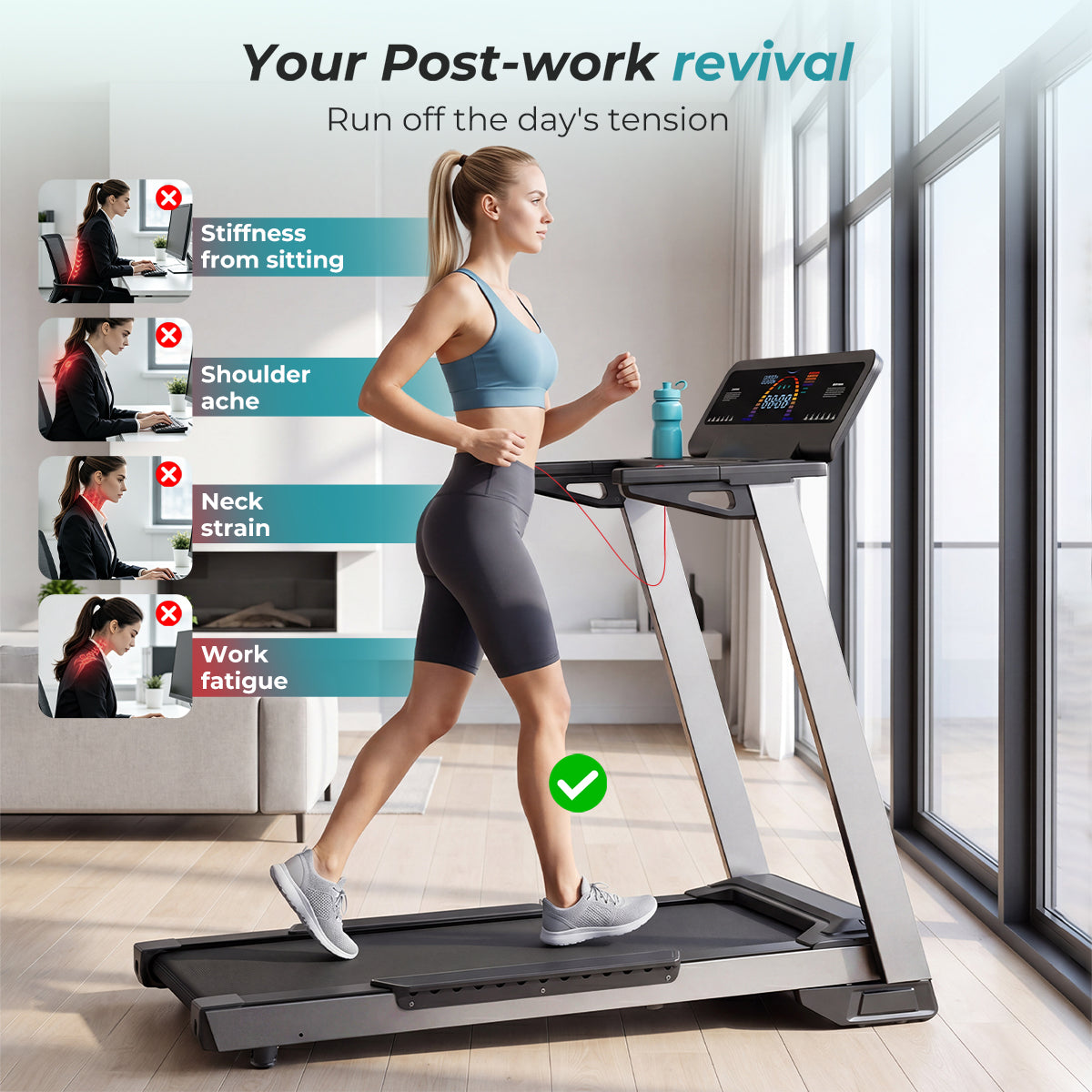 YZRUN 4 HP Incline Treadmill for Home, 450 lbs Capacity, Portable Folding Treadmill with 20"x 45"Running Area, Bluetooth Speaker，10 MPH