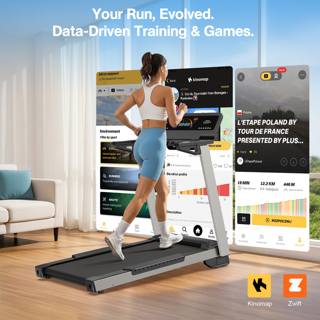YZRUN 4 HP Incline Treadmill for Home, 450 lbs Capacity, Portable Folding Treadmill with 20"x 45"Running Area, Bluetooth Speaker，10 MPH