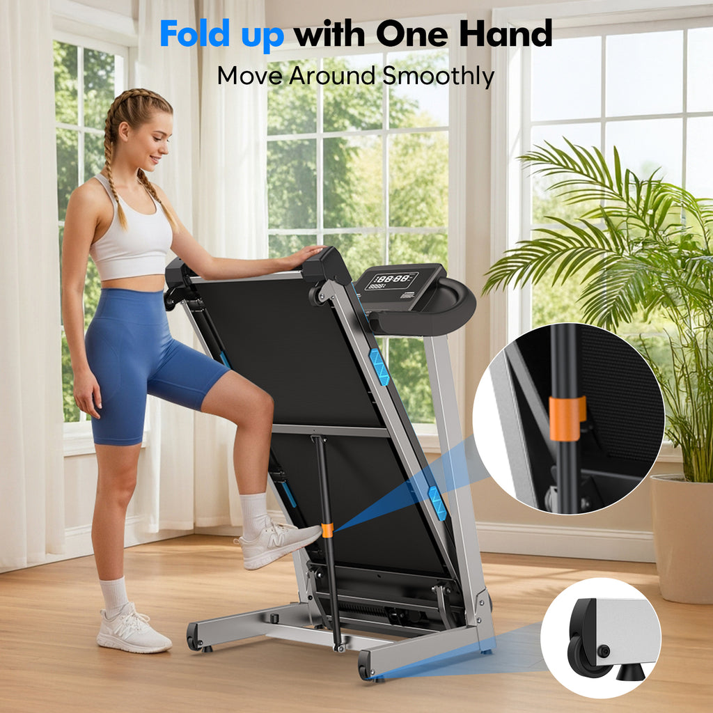 YZRUN Treadmill with Auto Incline and Handles, Portable Foldable Heavy Duty Treadmill for Home, 4.0 HP, 350 lbs Capacity, 8.7 MPH